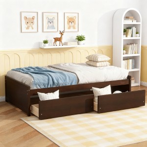 Luxystar Twin Size Wood Bed with 2 Drawers for Guest Rooms and Kids' rooms - 1 of 4