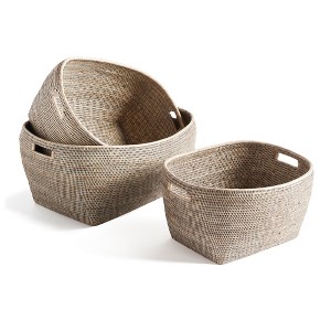 Plum & Post Burma Rattan Family Decorative Baskets Set of 3 - 1 of 4