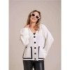 Clearlove Women's Color-Block Knit Cardigan with Contrast Pockets - Relaxed Fit Button-Front Cover-Up - 4 of 4
