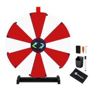 Hooomyai 24 Inch 14 Slots Tabletop Spinning Prize Wheel with Stable Base Stand, Dry Erase Spin Wheel Spinner for Prizes with Dry Markers and Eraser for Game Carnival Trade Show