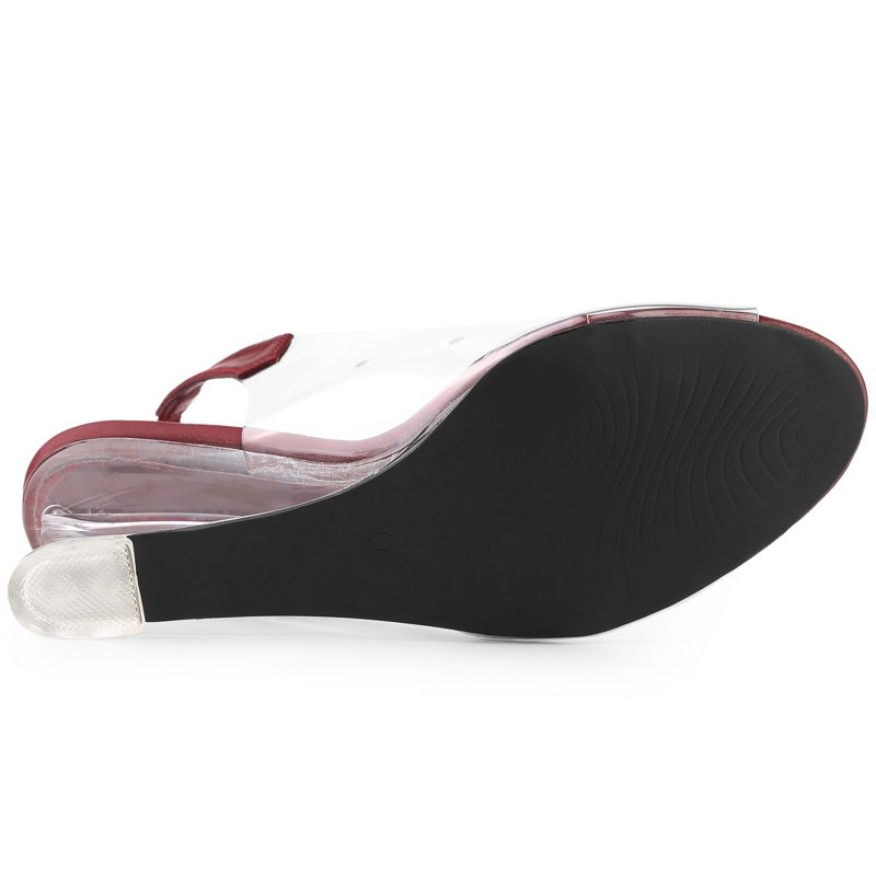 Allegra K Women's Clear Slingback Wedges Rhinestone Transparent Peep Toe Heels, 5 of 7