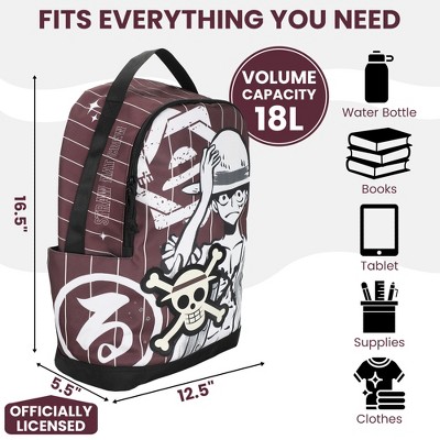 One Piece Luffy Character Art 18.5” Adult Brown Backpack — фото 3
