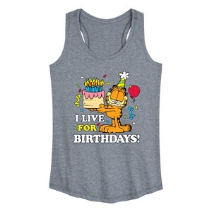 Women's - Garfield - I Live For Birthday's Graphic Racerback Tank - 1 of 4