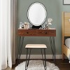 Tangkula Vanity Table Set Makeup Dressing Desk with Cushioned Stool & Lighted Mirror Coffee - 2 of 4