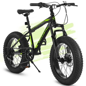 AENKYO 20 Inch Fat Tire Mountain Bike for Adults & Kids, 7-Speed All-Terrain Youth Bicycle Easy to Assemble for Outdoor Adventure Snow, Sand - 1 of 4