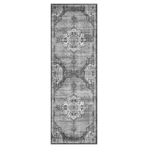 COZONY Vintage Medallion Washable Rug, Non-Slip Low Pile Thin Area Carpet for Living Room Bedroom Office - 1 of 4
