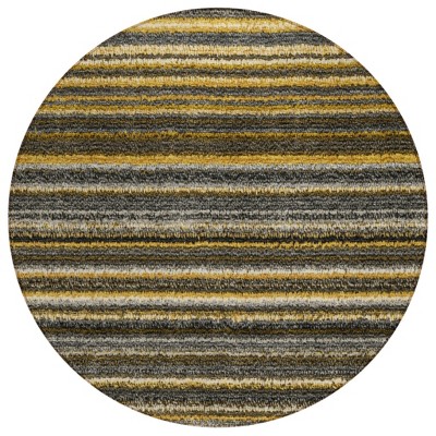 Gold Beige And Wheat Striped Washable Indoor Outdoor Area Rug