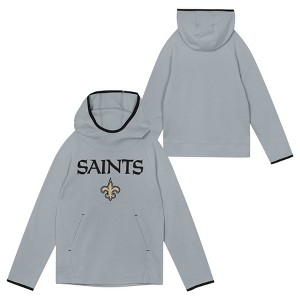 NFL New Orleans Saints Boys' Gray Performance Hooded Sweatshirt - 1 of 3