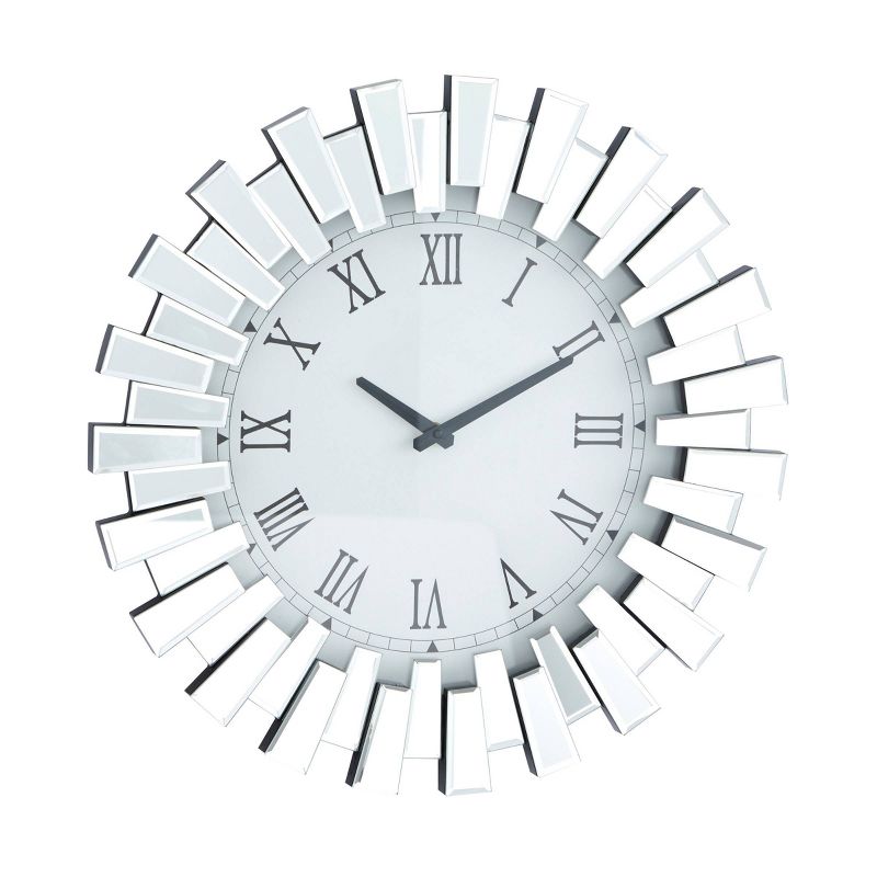 20&#34;x3&#34; Glass Starburst Mirrored Wall Clock Silver - Olivia &#38; May, 4 of 6