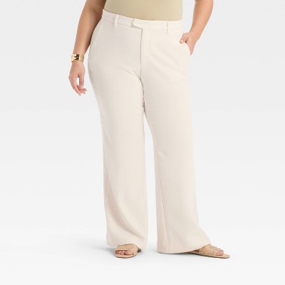 Women's Signature Crepe Flare Trouser - A New Day™ Cream