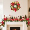 24 In Christmas Wreath for Front Door, Pre-Lit Christmas Wreath with Faux Flower for Door Fireplace Wall Window, Indoor Outdoor Xmas Decor - 4 of 4