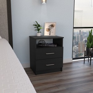 NicBex Wood 2 Drawer Nightstand,Sofa Side Coffee Table with Open Shelf for Bedroom,Living Room - 1 of 4