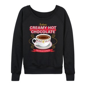 Women's - The Polar Express - Hot Chocolate Lightweight French Terry Wide Neck Long Sleeve Graphic Shirt - 1 of 4