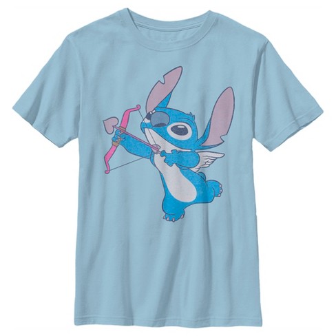 Boy's Lilo & Stitch Cupid Stitch With Heart Arrows T-shirt - Light Blue ...