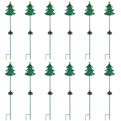Yescom 12 Packs Christmas Tree Stake Pathway Decoration Waterproof for Outdoor Garden Patio Green