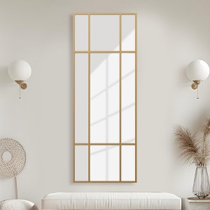 PexFix Iron Metal Frame Windowpane Wall Mirror Farmhouse Rustic Elegant Decor for Living Room Bedroom Bathroom Entryway - 1 of 4