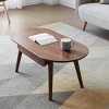 Walnut Solid Wood Oval Coffee Table with Drawers,39" & 47" Modern Capsule Center Table for Living Room-3irtyhousy - 2 of 4