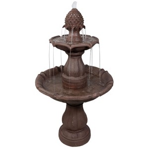 Sunnydaze 38"H Electric Polyresin and Fiberglass 2-Tier Curved Plinth Outdoor Water Fountain - 1 of 4