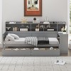 Sapphtopaz Wooden Daybed with Storage Shelves 2-Drawers Storage Study Desk Multi-functional Bedroom Furniture - 2 of 4