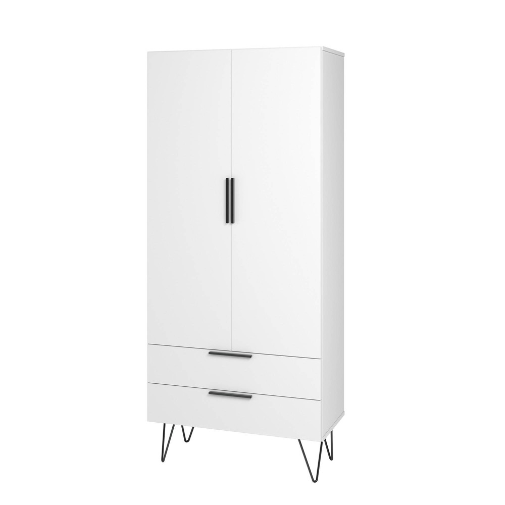 Photos - Wardrobe 67.32" Beekman Tall Cabinet White - Manhattan Comfort: Mid-Century Storage