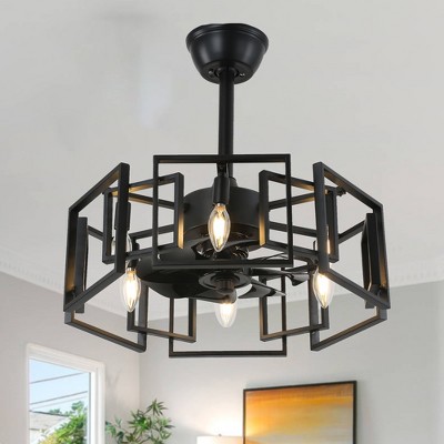 Bella Depot 20" Black Industrial Ceiling Fan with Light and Remote