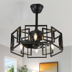 Bella Depot 20" Black Industrial Ceiling Fan with Light and Remote - 1 of 4