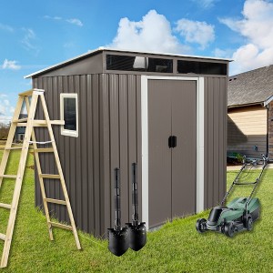 HANPURE 6ft x 5ft Outdoor Metal Storage Shed With window Transparent Plate - 1 of 4