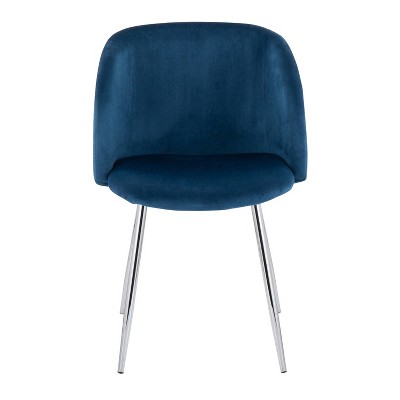 Blue Velvet Upholstered Arm Chairs with Metal Legs, Set of 2