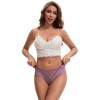 INSPIRE CHIC Women's Mid Waisted Briefs Smooth Silky Panties Soft Lace Breathable Underpants 3 Packs - 4 of 4