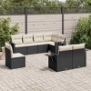vidaXL 9 Piece Patio Sofa Set with Cushions Black Poly Rattan - Black and Cream Without Table - 2 of 4