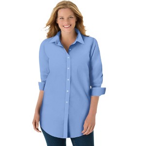 Woman Within Women's Plus Size Perfect Long Sleeve Shirt - 1 of 4
