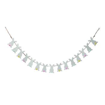 Transpac Wood Off-White 55 in. Spring Bunny Garland