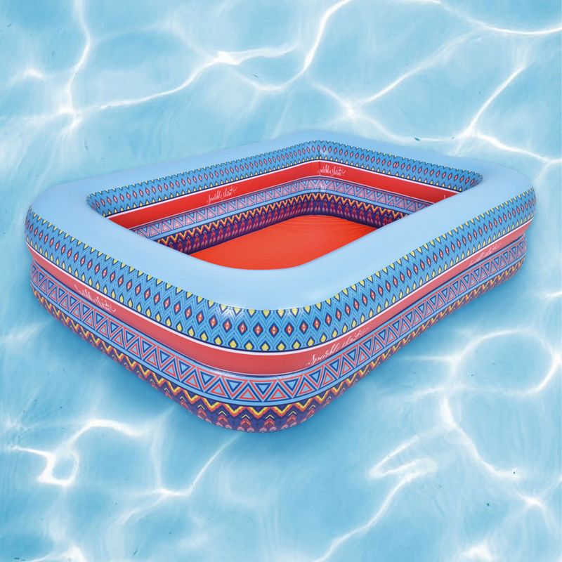 Pool Central Inflatable Rectangular Bohemian Print Swimming Pool - 79" - Blue and Orange, 2 of 5