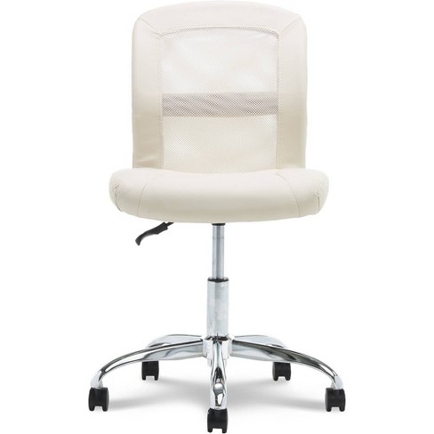 Serta® Works Bonded Leather Mid-Back Office Chair With Back In Motion  Technology, Ivory/Silver