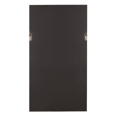Black Rectangular Wood Wall Mirror with Pegs and Ledge