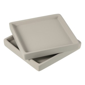 Unique Bargains Indoor Ceramic Square Plant Pot Saucers Tray 2 Pcs - 1 of 4