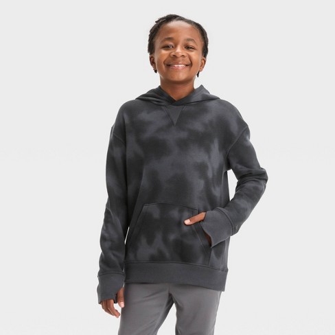 Boys' Fleece Hooded Sweatshirt - All In Motion™ Light Gray L