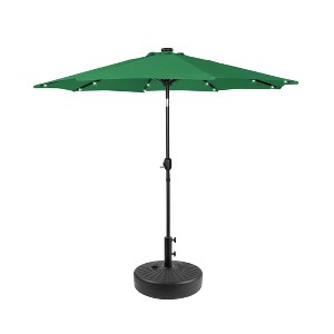 WestinTrends 9 Ft Outdoor Patio Solar LED Market Umbrella with Black Round Base - 1 of 3