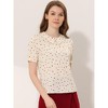 Allegra K Women's Heart Sweet Peter Pan Collar Puff Short Sleeve Blouses - 2 of 4