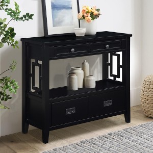 NicBex 36" Farmhouse Console Table with 4 Drawers, Wood Entryway Table with Storage Shelf, Side Hollowed TV Stands for Living Room, Entryway - 1 of 4