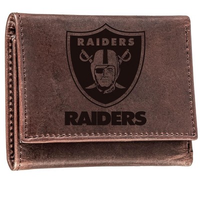 Evergreen NFL Las Vegas Raiders Brown Leather Trifold Wallet Officially Licensed with Gift Box