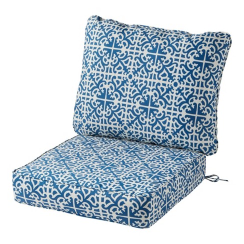 Sunbrella 2pc Canvas Outdoor Corded Seat Cushions Navy Blue : Target