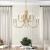 Modern 12-Light Brushed Nickel Chandelier, Tiered Metal Pendant Fixture for Dining Room or Foyer - 3 of 4