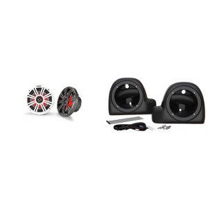 Kicker 6.5" Marine LED Speakers w/ Lower Fairing Speaker Pod Adaptors For 2014-Up Harley Davidson® Touring Model Motorcycles With OEM Or Aftermarke... - 1 of 4