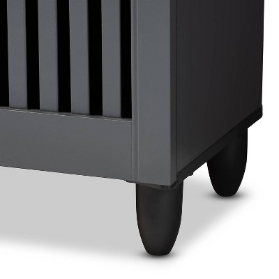 Dark Gray Wooden 3-Door Entryway Shoe Storage Cabinet