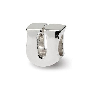 Black Bow Jewelry Sterling Silver Letter U Polished Bead Charm, 10mm - 1 of 3