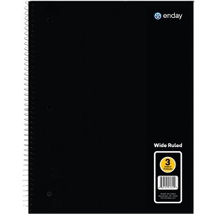 Enday Spiral Notebook, 3-Subject, Wide Ruled Paper, 120 Sheets per Notebook, Color Grey, 1 Count - 1 of 1
