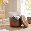 Ornavo Home Faux Leather Upholstered Round Tufted Storage Ottoman with Wooden Legs - 4 of 4