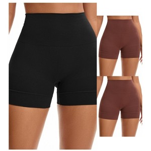 INSPIRE CHIC 3 Packs Women's High Waisted Boyshorts Soft Stretch Seamless Control Panties for Under Dresses - 1 of 4
