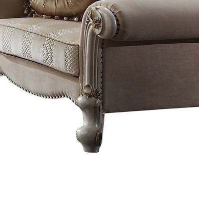 Handcrafted Antique Pearl and Fabric Wood Chair with Pillows
